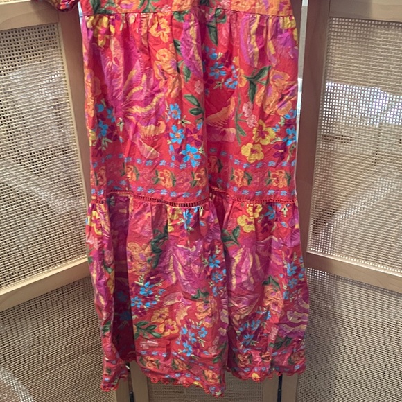 FARM Rio Vibrant Floral Midi Dress EUC short sleeve puffy size small - Picture 3 of 7